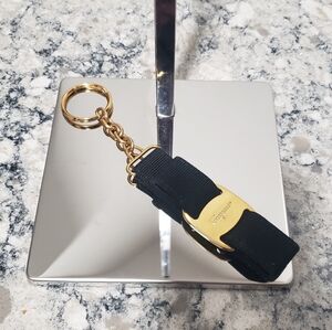 Salvatore Ferragamo Black Vara Ribbon Keychain 